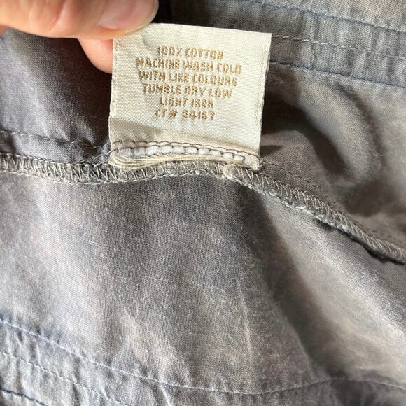 Scully Long Sleeve Pearl Snap Distressed Striped Shirt Womens Medium Brown - Picture 8 of 11